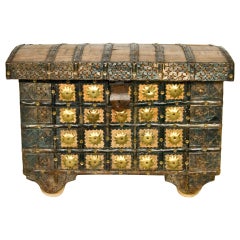 Antique Wooden Travel Trunk with brass decorations 5
