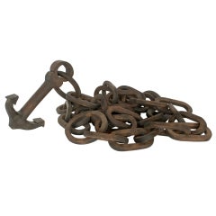 1900's hand made American Folk Art Anchor with a chain