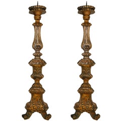 Pair of 18th Century Italian Giltwood Pricket Sticks