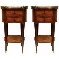 Pair of Late 19th c. French Oval Inlaid Occasional Tables