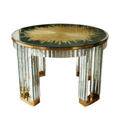 1960s Mirrored and Brass Center Table