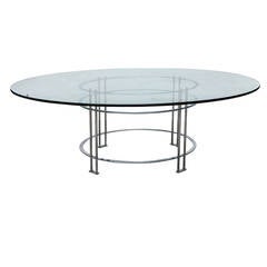 Vintage Round Dining Table with Glass Top