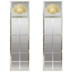 Pair of Églomisé Mirrored Panels with Shell Motif