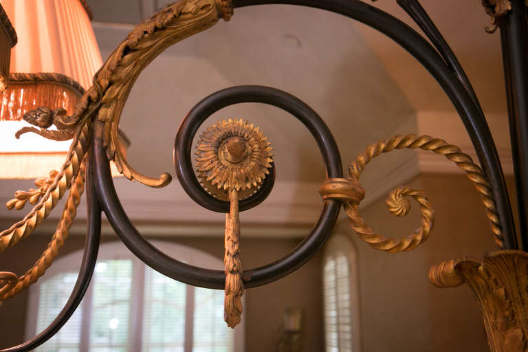 19th Century French Iron Billiard Chandelier In Excellent Condition In Los Angeles, CA