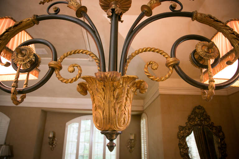 19th Century French Iron Billiard Chandelier 1