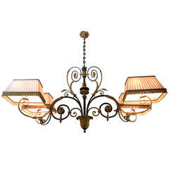 19th Century French Iron Billiard Chandelier