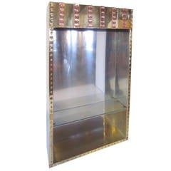 Brutalist Styled Brass and Copper Hanging Cabinet 3
