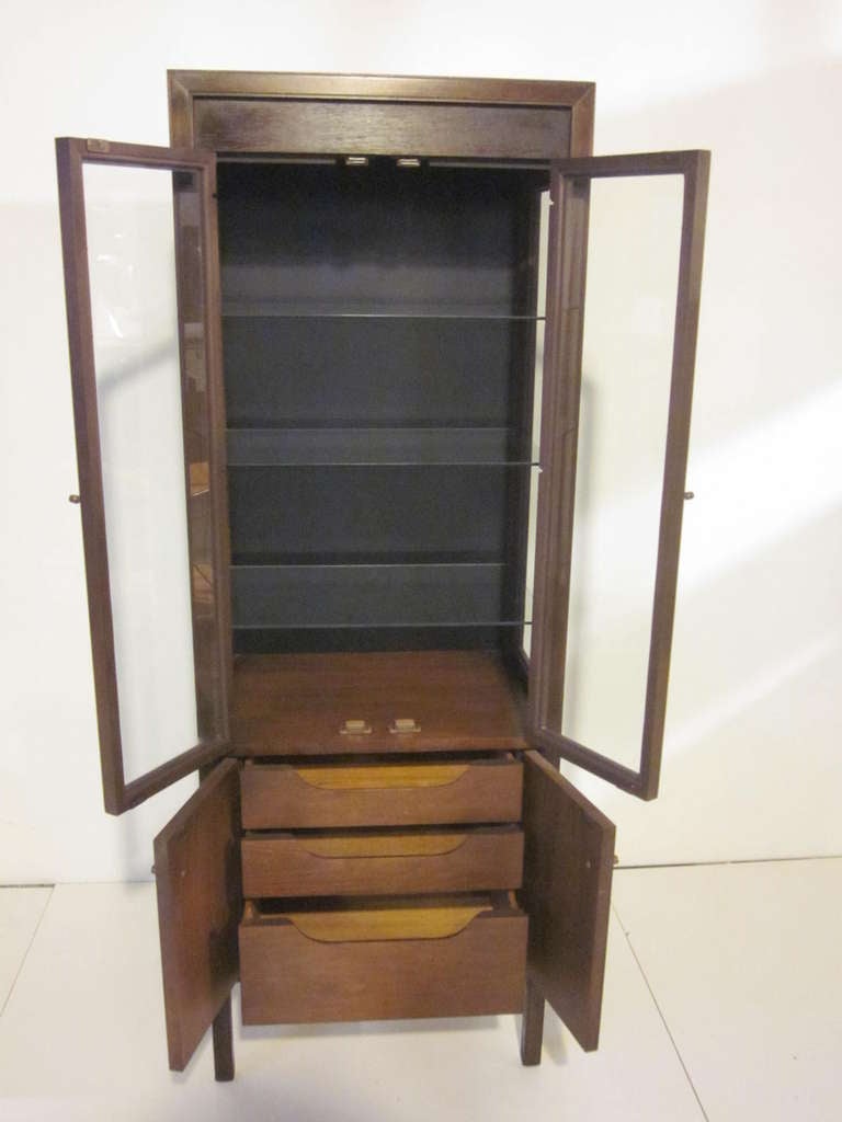 Walnut Mid Century Display Cabinet