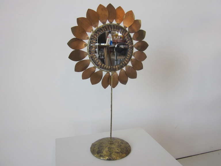 Curtis Jere Sunflower Mirror In Excellent Condition In Cincinnati, OH