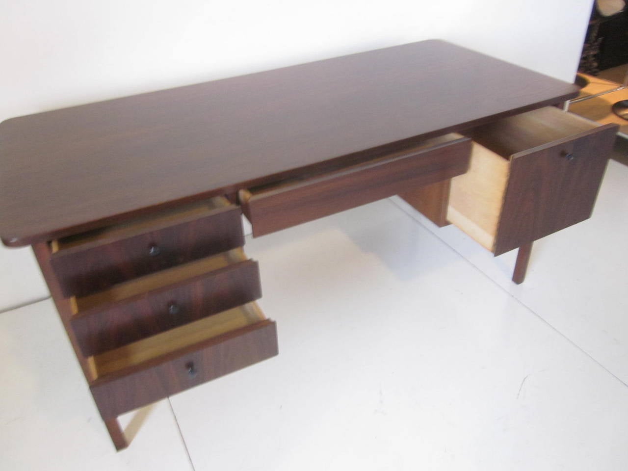 Rosewood And Walnut Desk In Excellent Condition In Cincinnati, OH