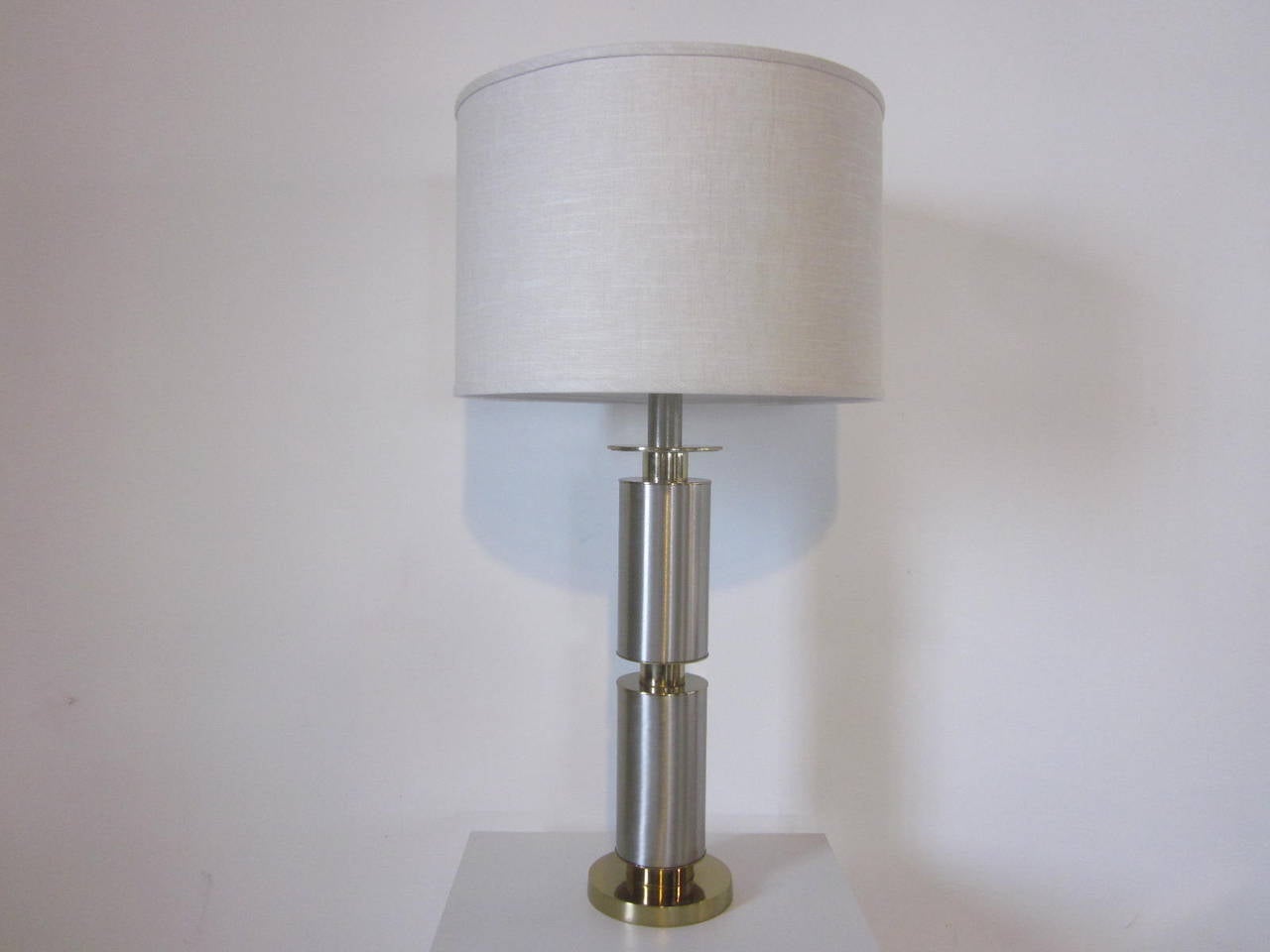 20th Century Laurel Stainless and Brass Lamp