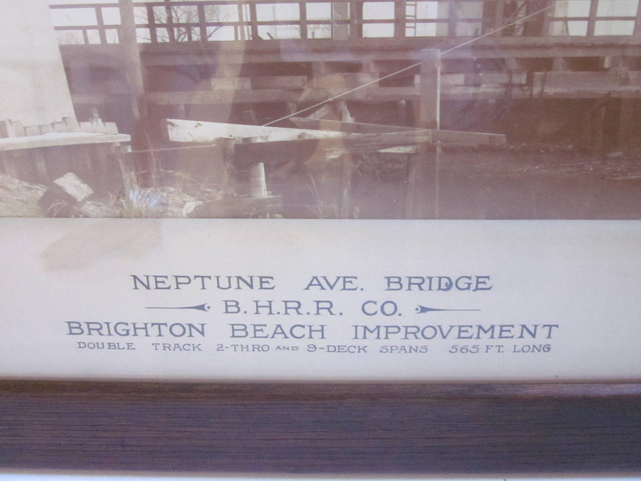 American Large Historical Brighton Beach New York Railroad Bridge Photo For Sale