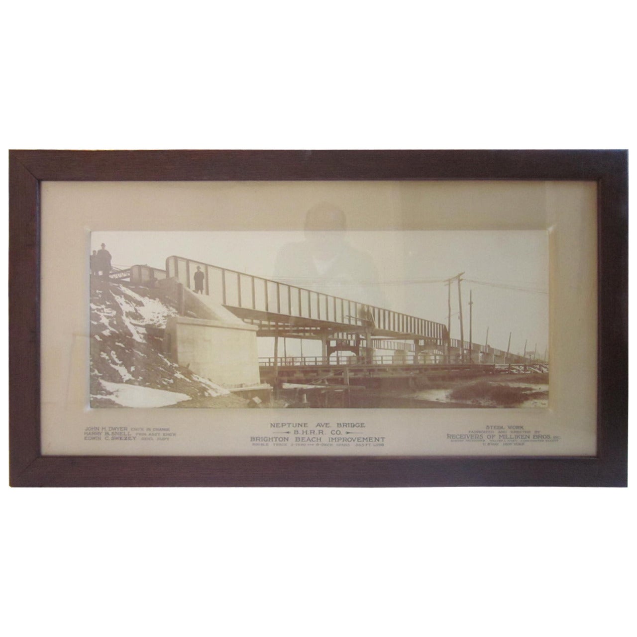 Large Historical Brighton Beach New York Railroad Bridge Photo For Sale