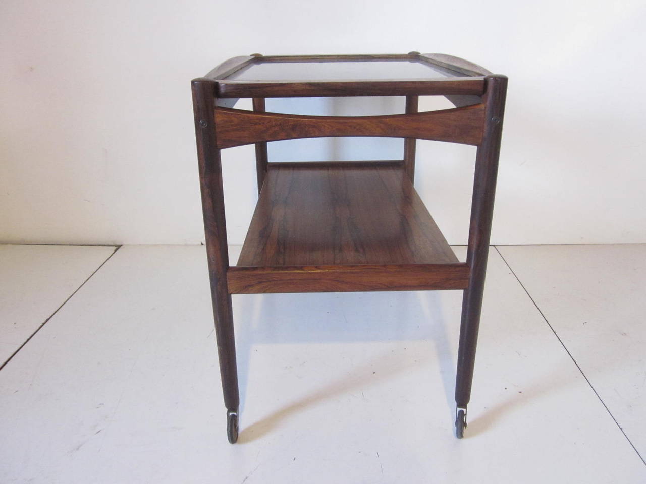 20th Century Arne Vodder Styled Danish Rosewood Bar and Serving Cart