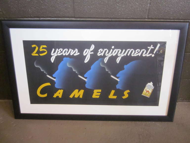 A original painted vintage artwork advertising Camel Cigarettes in great detail depicting the smoking enjoyment of a persons 25 years with one brand. Lee Greenwell the illustrator worked on many projects throughout his long career in the advertising