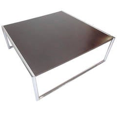 Milo Baughman Style Chrome and Ebony Coffee Table 6