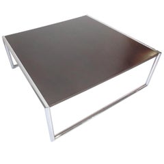 Milo Baughman Styled Chrome and Wood Coffee Table