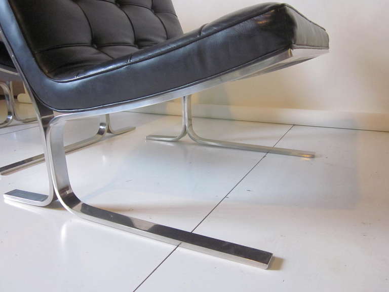 Stainless Steel Nicos Zographos Lounge Chairs
