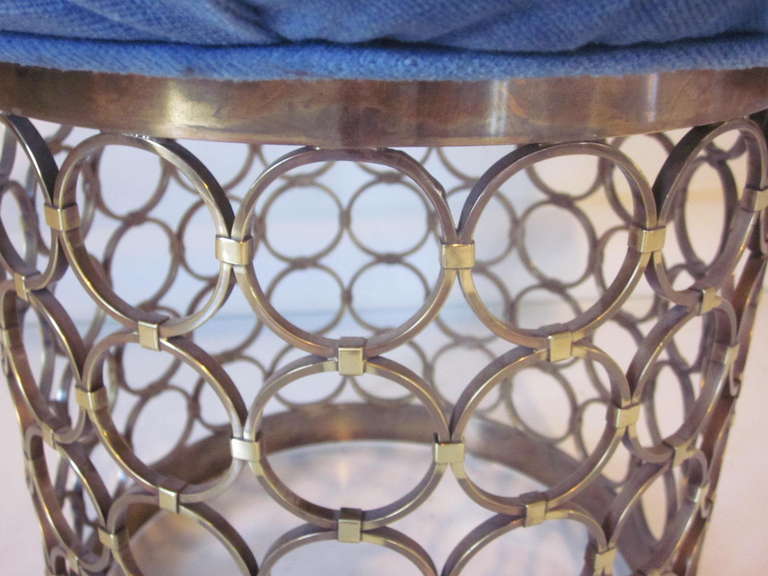 Brass Tufted Stool In Excellent Condition In Cincinnati, OH