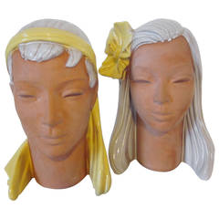 Terracotta Busts in the Style of Wiener Werkstatte Sculpture 9