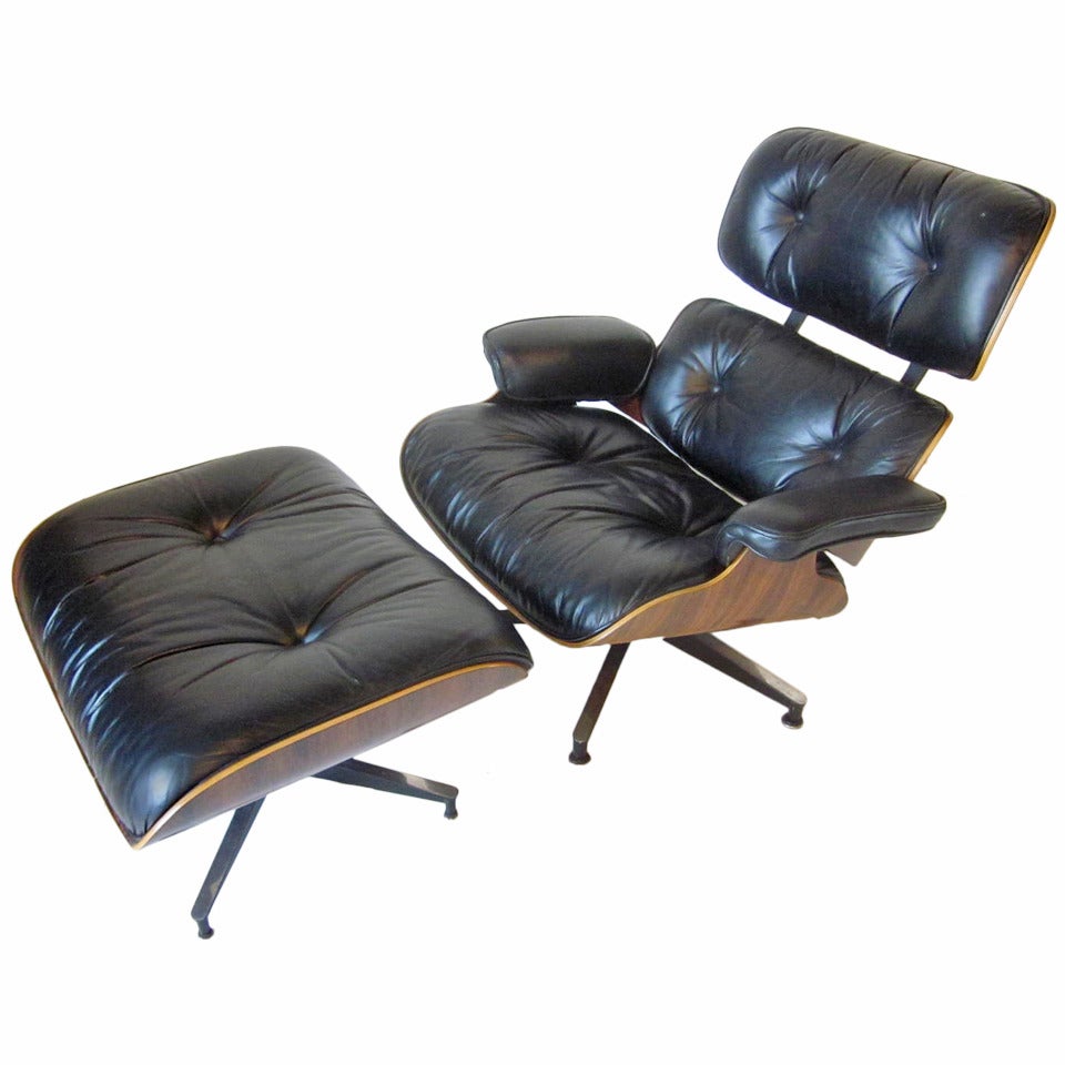 Brazilian Rosewood Eames Lounge with Ottoman