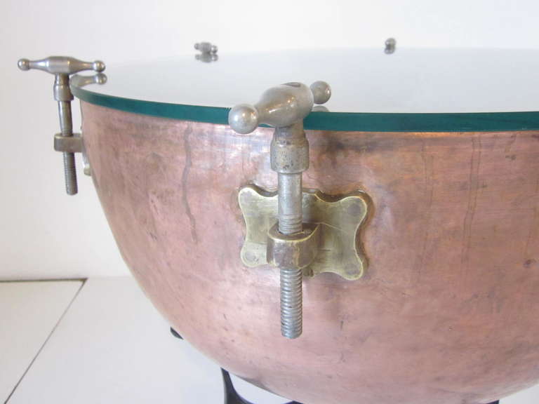Industrial Kettle Drum Side Table