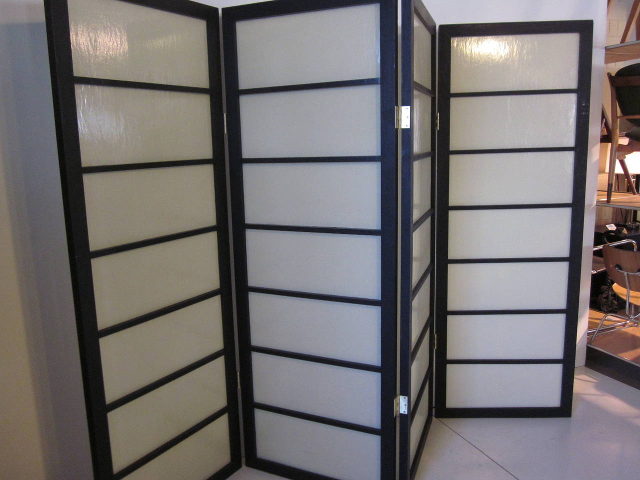 Oversized Shoji Styled Fiberglass and Wood Room Divider