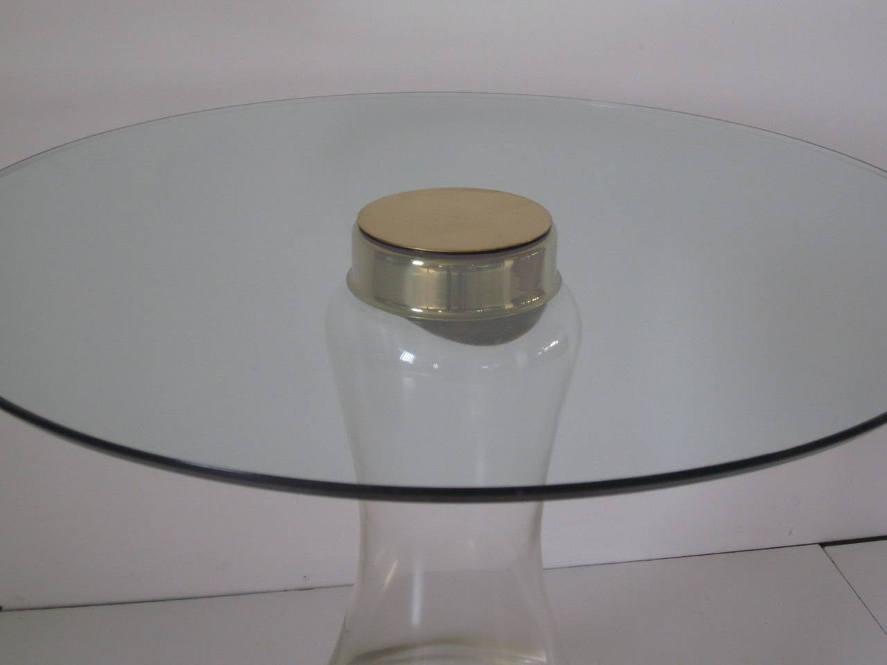 Spanish  Mid Century Brass And Blown Glass Side Table by Sarreid Spain 