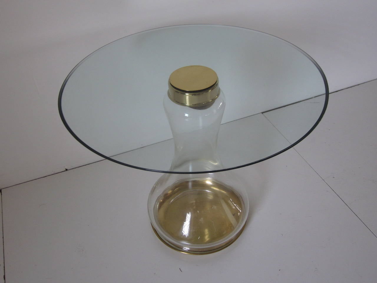 20th Century  Mid Century Brass And Blown Glass Side Table by Sarreid Spain 
