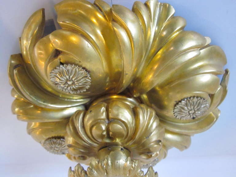 20th Century E.F.Caldwell Art Nouveau Styled Gold Gilded Light Fixtures