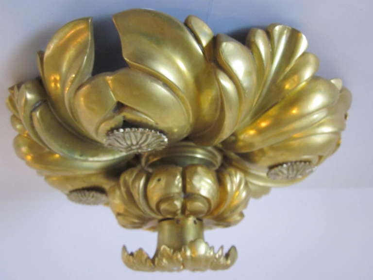 E.F.Caldwell Art Nouveau Styled Gold Gilded Light Fixtures 2