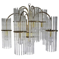 Gaetano Sciolari Crystal and Brass Chandelier 7