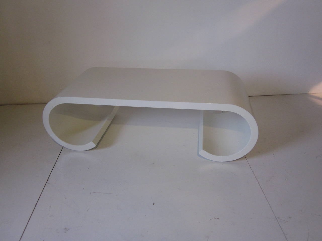 20th Century Karl Springer Styled Scroll Coffee Table 