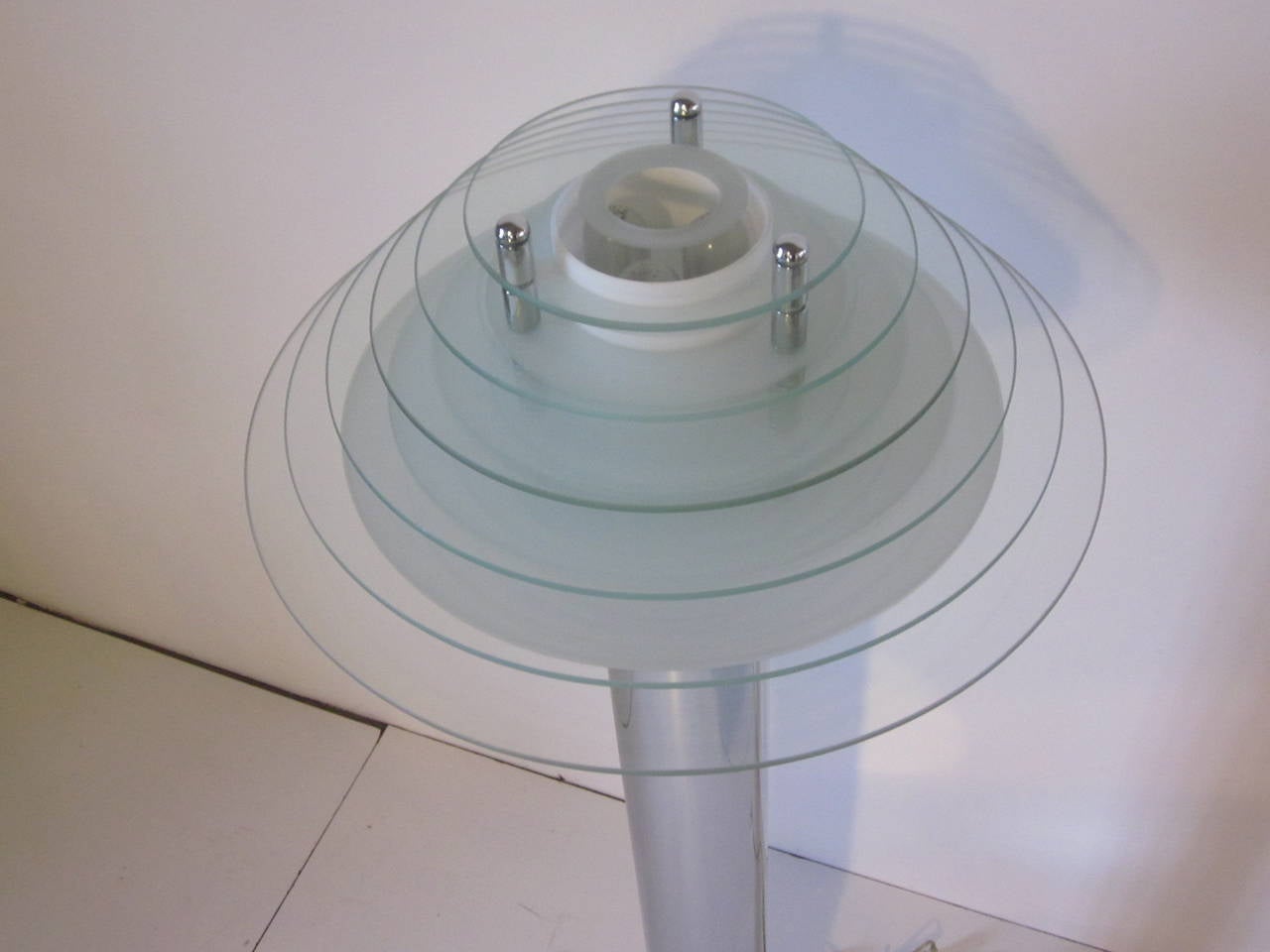 1970s Italian Chrome and Glass Floor Lamp In Excellent Condition In Cincinnati, OH