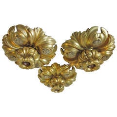 E.F.Caldwell Art Nouveau Styled Gold Gilded Light Fixtures 5