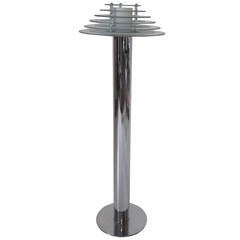 1970s Italian Chrome and Glass Floor Lamp