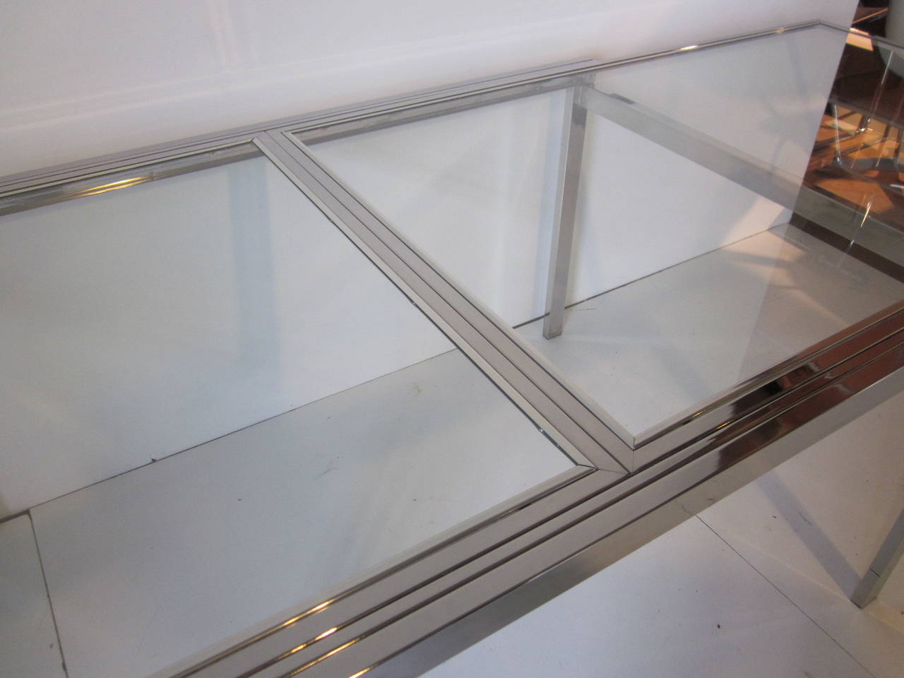 American Massive Chrome and Glass Dining Table in the Style of Milo Baughman