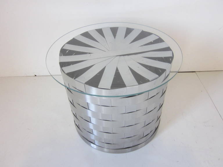Glass Woven Stainless Side Table