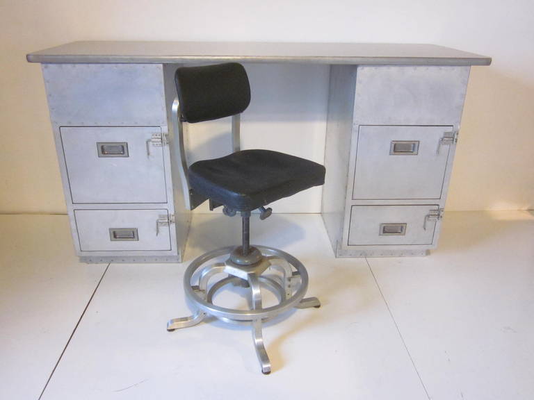 American Industrial Desk or Workbench with Stool
