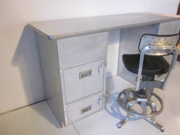 20th Century Industrial Desk or Workbench with Stool
