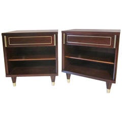 Pair of Mahogany and Brass Nightstands