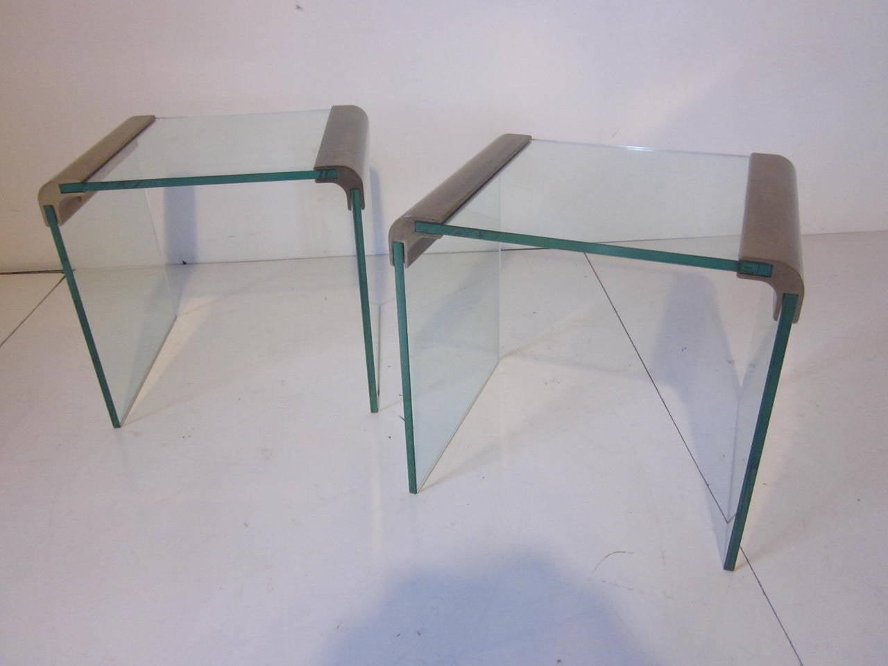 American Pair of Pace Brass or Glass Side Tables