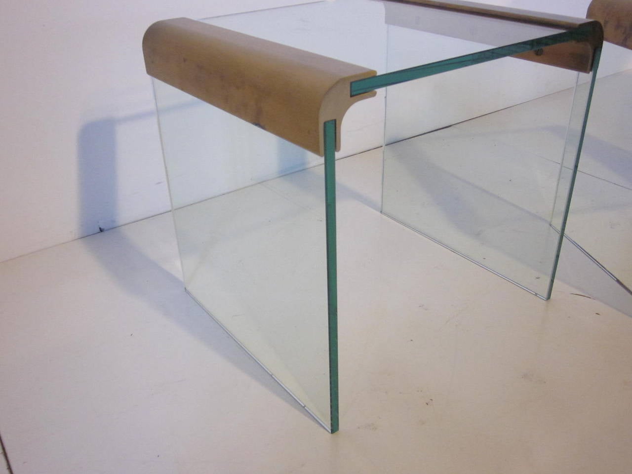 20th Century Pair of Pace Brass or Glass Side Tables