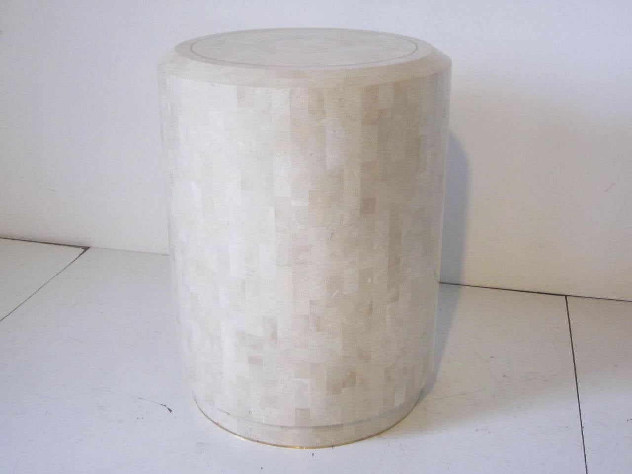 Wood Maitland Smith Tessellated Pedestal or Side Table