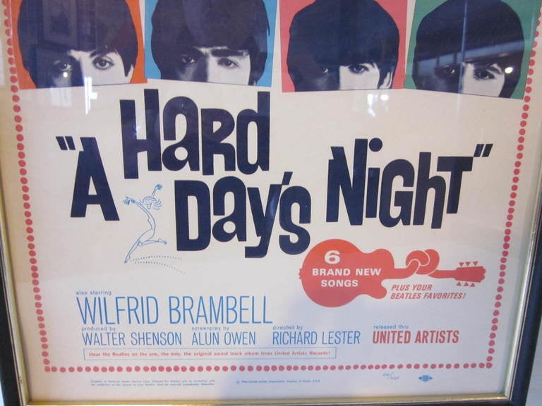Mid-Century Modern Vintage Beatles Movie Poster From A Hard Days Night