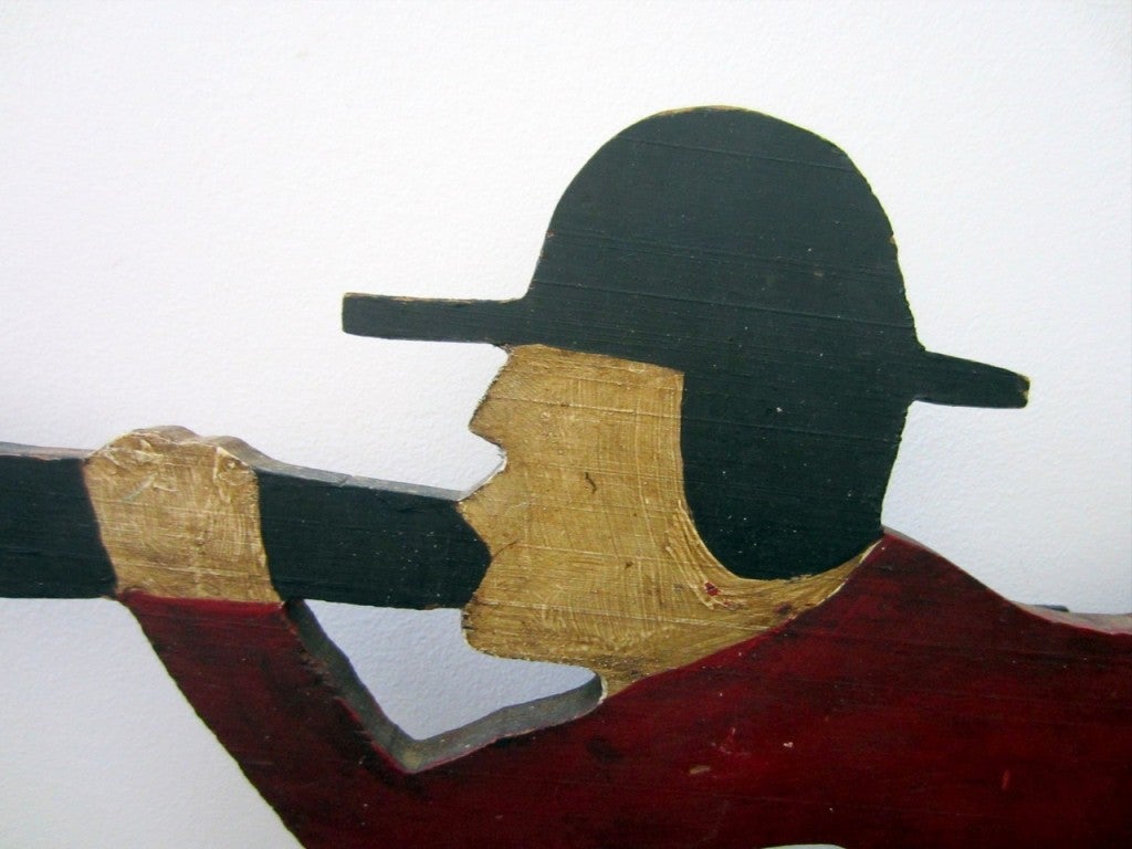 Paint Decorated Early Wooden Whaler Weathervane For Sale 1