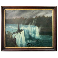 Antique Niagara Falls Folk Art Painting, 19th Century