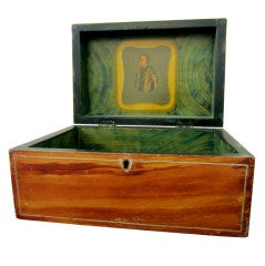 Rare Portrait Decorated Painted Document Box