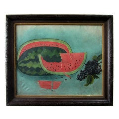 Antique Watermelon Still Life Painting, Late 19th C