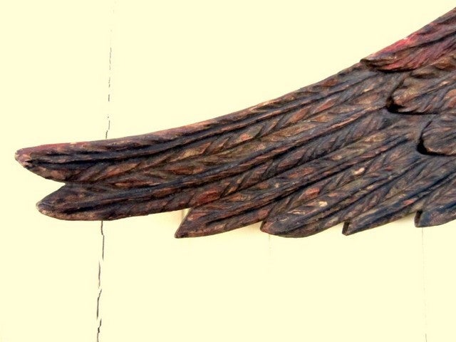 Folk Art Early Large Eagle Wall Carving For Sale